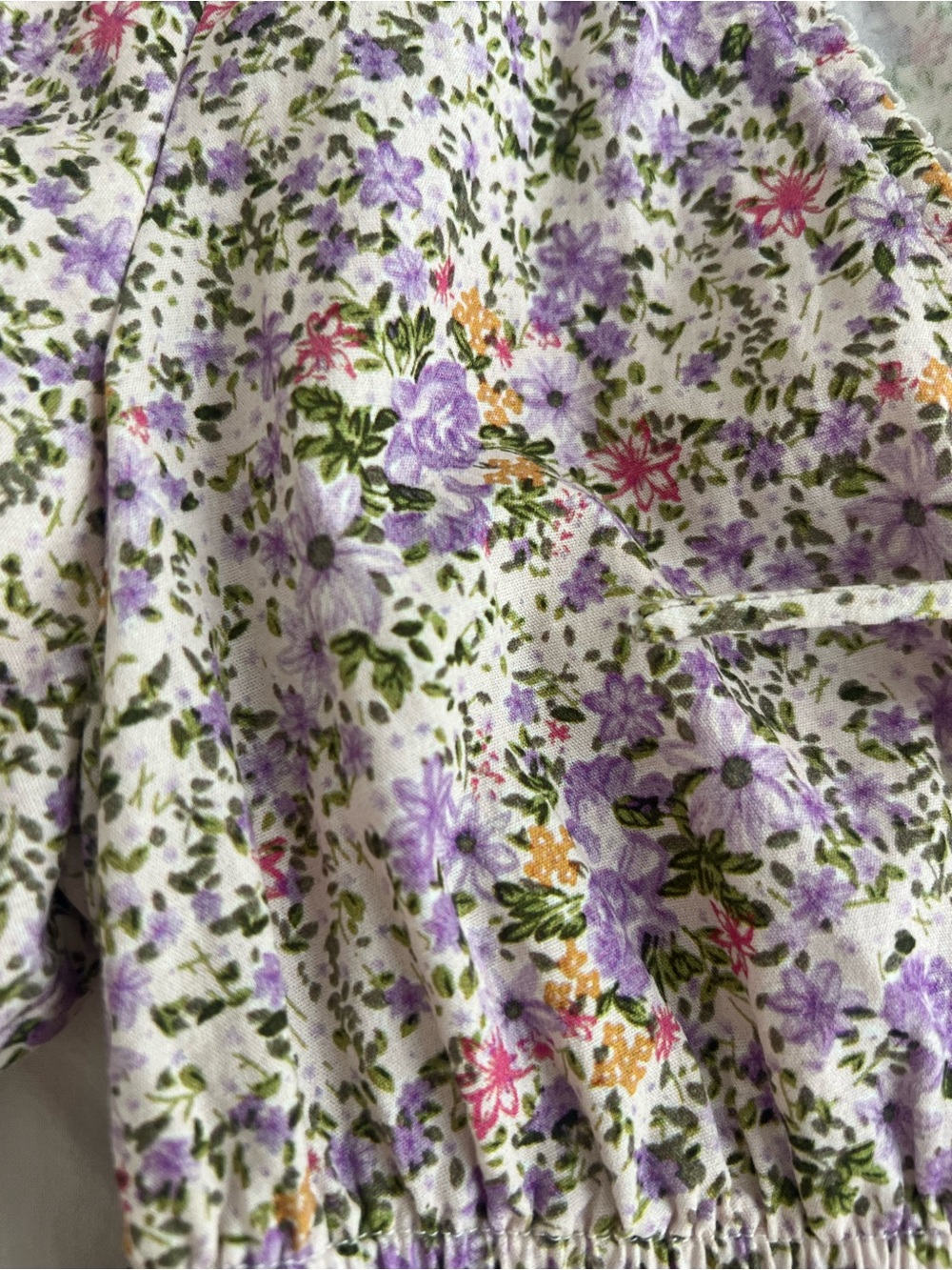 Astr the Label Lavender Floral Tie-Front Peplum Blouse - Picture 4 of 5